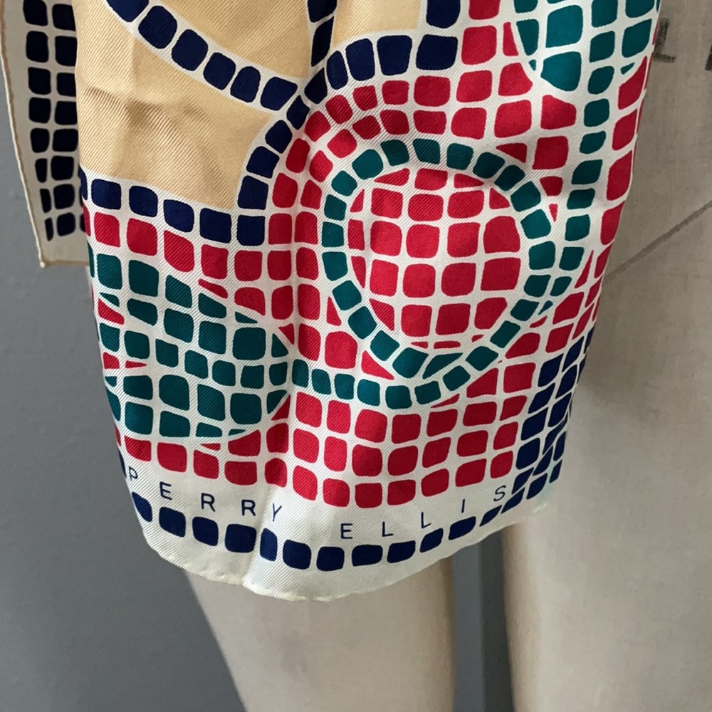 Perry Ellis Vintage 100% Silk Scarf - Picture 2 of 7